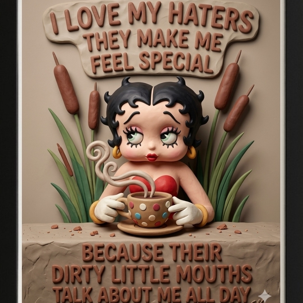 Betty Boop Art Print with Quote In A 8x10 Frame